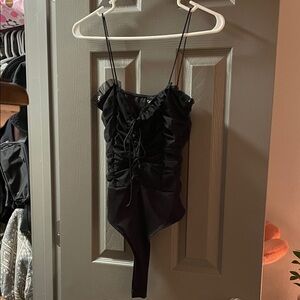 Windsor Black Ruffled Bodysuit